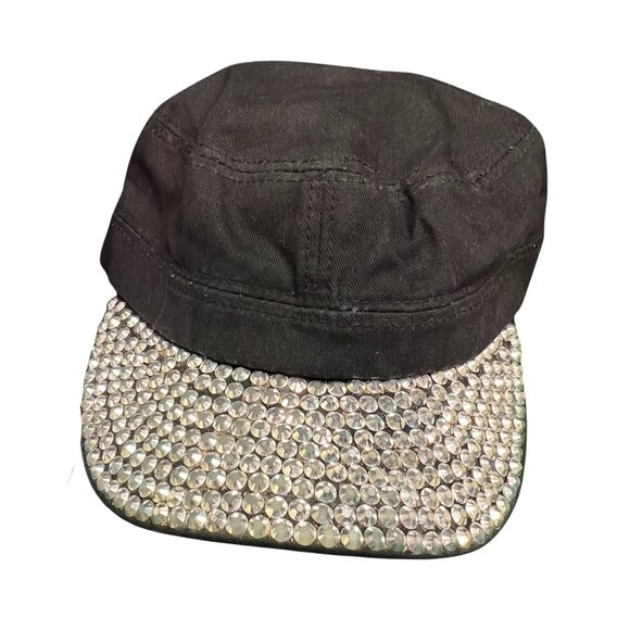 Womens Rhinestone & Studded Cadet Caps - Denim Black & Navy Options main image 6